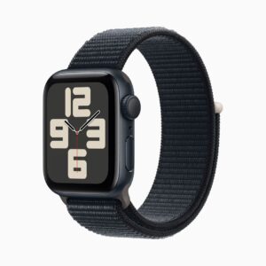 Apple Watch SE 2ª Wi‑Fi Bluetooth 5.3 • Caixa meia-noite de alumínio – 40 mm • Pulseira loop esportiva meia-noite