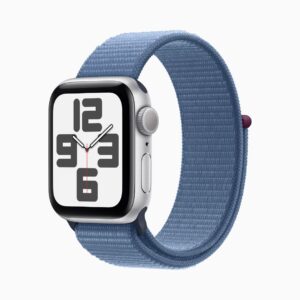 Apple Watch SE 2ª Wi‑Fi Bluetooth 5.3 • Caixa prateada de alumínio – 40 mm • Pulseira loop esportiva azul-inverno