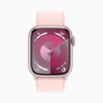 Apple Watch Series 9 GPS + Cellular • Caixa rosa de alumínio – 41 mm • Pulseira loop esportiva rosa-clara (2)