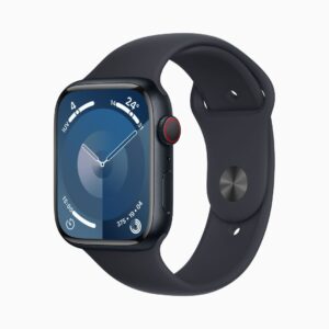 Apple Watch Series 9 Wi‑Fi 4 Bluetooth 5.3 Caixa meia-noite de alumínio – 45 mm • Pulseira esportiva meia-noite