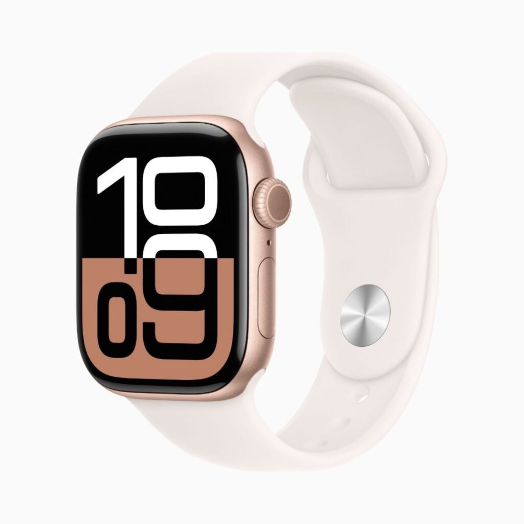 Apple Watch Series 10-42mm-gps-ouro-rosa-alumínio-blush-claro-pulseira-esportiva-pm