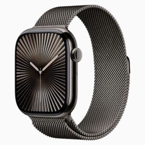 Apple Watch Series 10 GPS + Cellular • Caixa ardósia de titânio – 46 mm • Pulseira ardósia estilo milanês – M/G