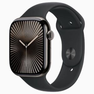 Apple Watch Series 10 GPS + Cellular • Caixa ardósia de titânio – 46 mm • Pulseira esportiva preta – M/G