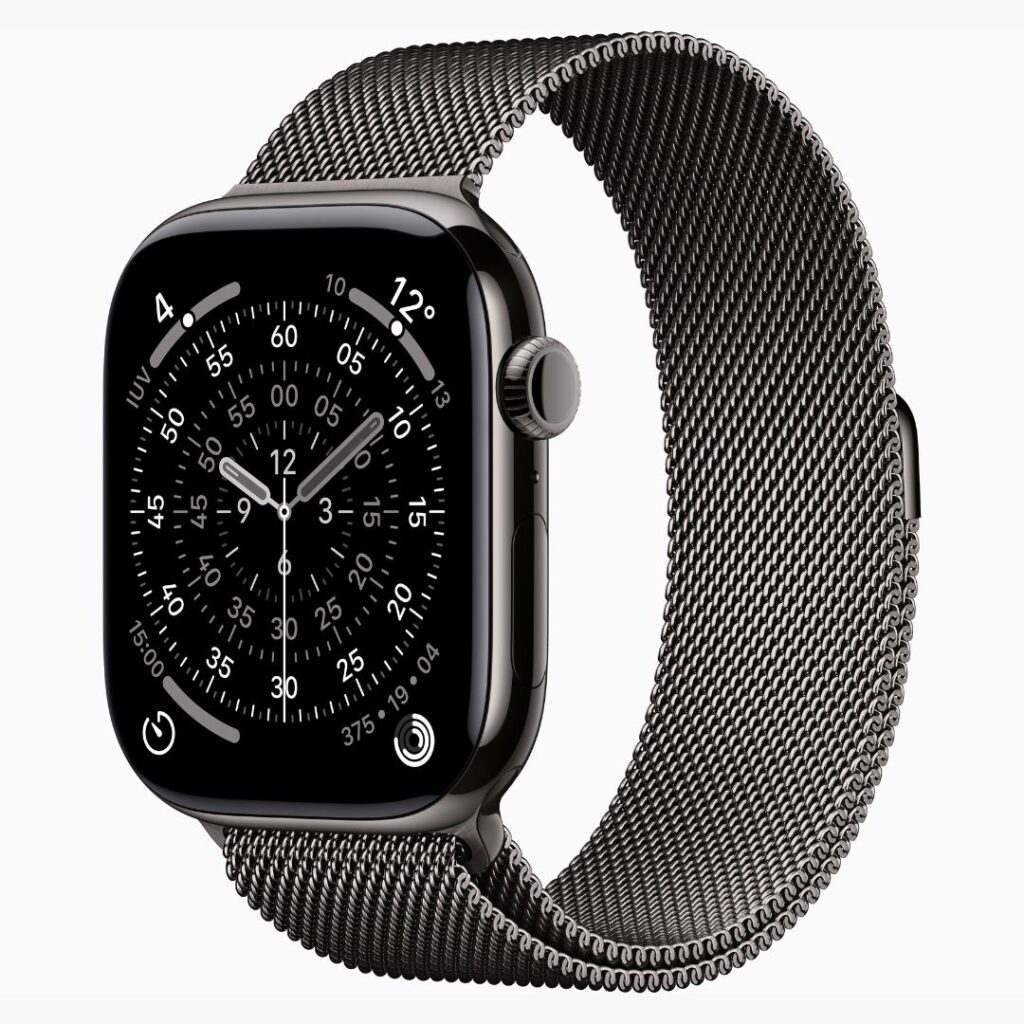 Apple Watch Series 11 GPS + Cellular • Caixa ardósia de titânio – 46 mm • Pulseira ardósia estilo milanês