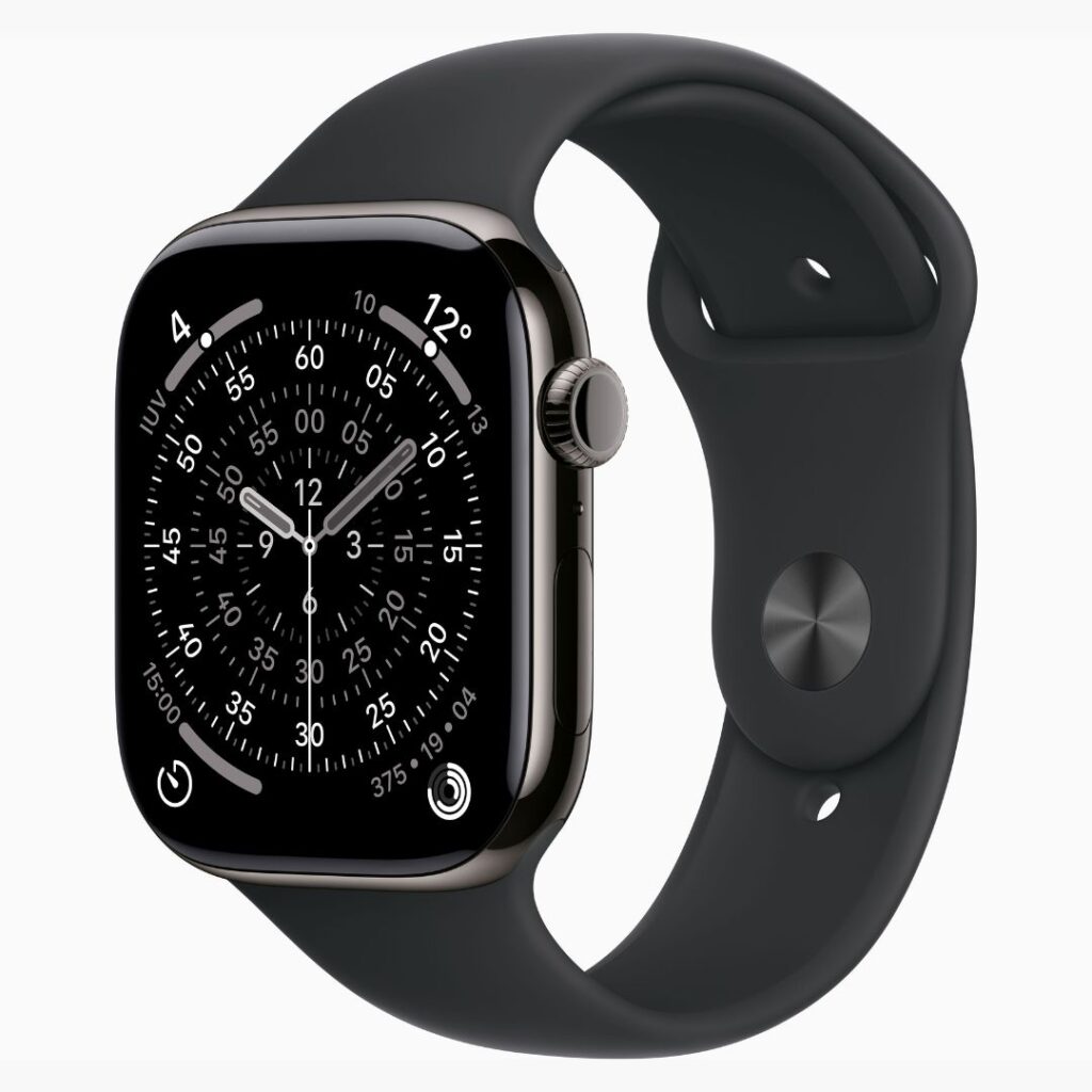 Apple Watch Series 11 GPS + Cellular • Caixa ardósia de titânio – 46 mm • Pulseira esportiva preta