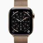Apple Watch Series 11 GPS + Cellular • Caixa dourada de titânio – 46 mm • Pulseira dourada estilo milanês (2)