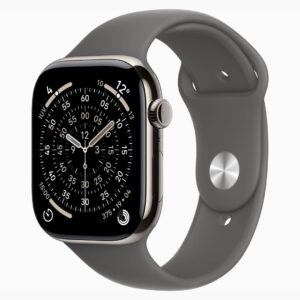Apple Watch Series 11 Caixa de Titânio Natural com Pulseira Esportiva Cinza-pedra