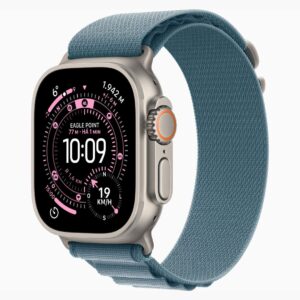 Apple Watch Ultra 3 Caixa de Titânio Natural com Pulseira Loop Alpina Azul-clara