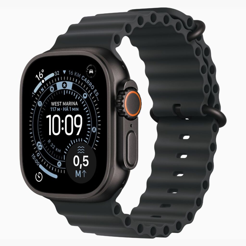 Apple Watch Ultra 3 GPS + Cellular • Caixa preta de titânio de 49 mm • Pulseira Oceano preta