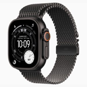 Apple Watch Ultra 3 Caixa de Titânio Preta com Pulseira Milanês de Titânio Preta
